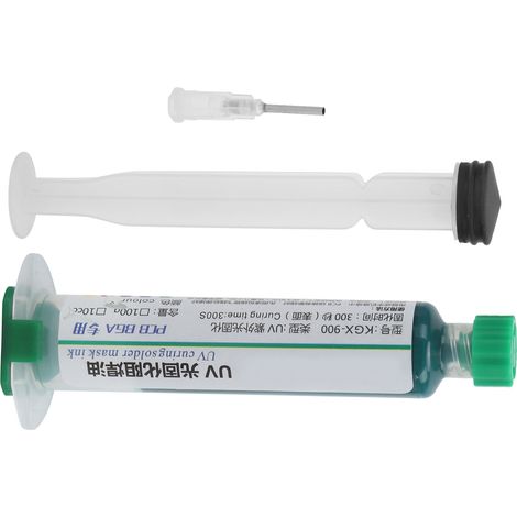 Encre de protection soudante verte à polymérisation UV KGX-900, 10 cc, avec aiguille poussoir pour soudure de circuits imprimés