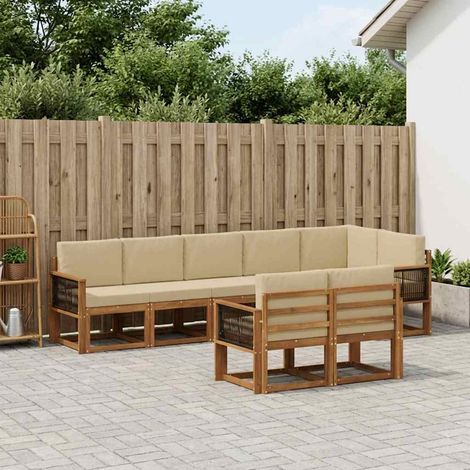 vidaXL Outdoor-Sofagarnitur 8 Stk. Natur und Beige Polyester (1/5)
