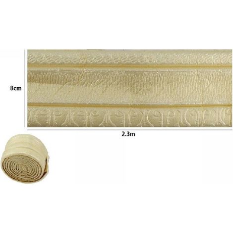 TrAdE Shop Traesio - Rotolo Carta Adesiva Per Parati Mobili Greca Stampa 3d Dorata 8cm X 2.3mt 69222 -