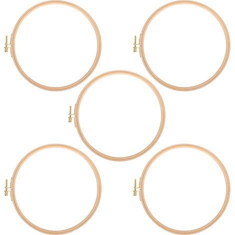 5 Cadres Ronds en Bambou pour Broderie, 19cm - Idéal pour la Couture DIY et Fournitures Point de Croix Portable (1/5)