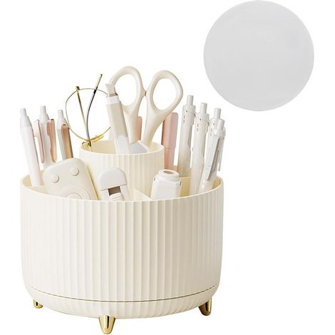 Organizzatore da scrivania, portapenne girevole a 360° con 5 scomparti per una scrivania più ordinata. Organizzatore girevole, robusto e antiscivolo. (1/5)