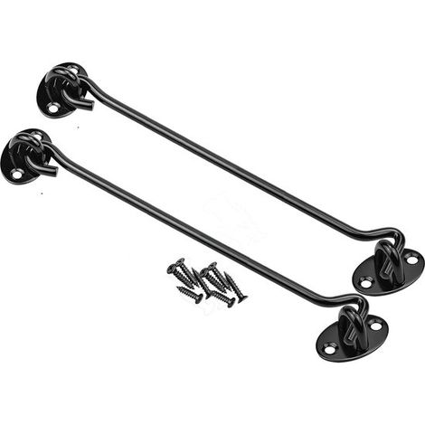 2 piezas, Gancho de viento, 6 pulgadas, Ganchos de viento, Bisagra, Gancho y cerrojo, Ganchos y cerrojo para cabina, Cerradura, 15039 mm, Negro