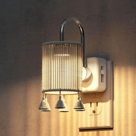 Lot de 2 Veilleuse à brancher dans le mur, en tissu de lin