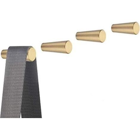 Set mit 4 Wandhaken aus gebürstetem Messing, 40 mm x 15 mm, goldene Handtuch- und Kleiderhaken für Badezimmer, Garderobenständer, Handtuchhalter (1/4)