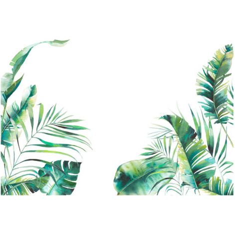 PA 1 Set Blatt-Wandaufkleber mit tropischen Pflanzen zum Abziehen und Aufkleben, grüne Natur-Dschungel-Baumblätter-Wandaufkleber, wasserdichte DIY-Wanddekoration, Kunst, Heimdekoration (1/5)