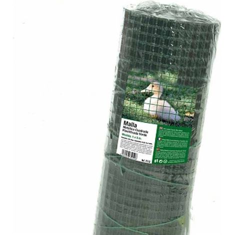 Grillage à Poule 13mm 0,5x10 m. Galvanisé Maille carré en plastique vert . Cloture poulailler voliere Poulailler Jardin metalliq