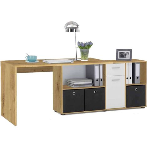 Bureau d'Angle Réversible "Oxela" 135cm Chêne (1/4)