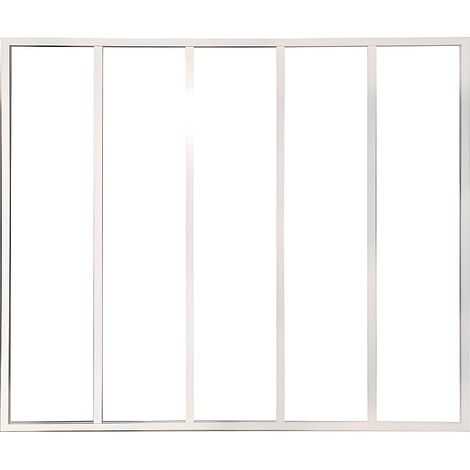 Vente-Unique – Verrière atelier en aluminium thermolaqué blanc 150 x 105 cm – Verre trempé 4 mm – Installation facile sur supports en métal, bois, ciment