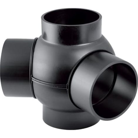 Geberit PE Manguito de derivación esférico 88,5° doble, conexiones desplazadas 135°, 367.385.16.1