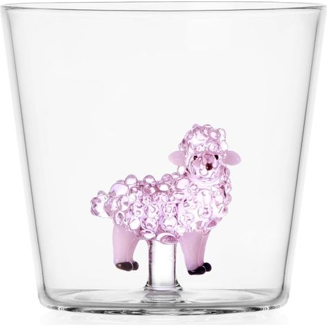 Tumbler Mouton Rose, Collection Animal Farm, 30 cl, verre borosilicaté, fait à la main (1/2)