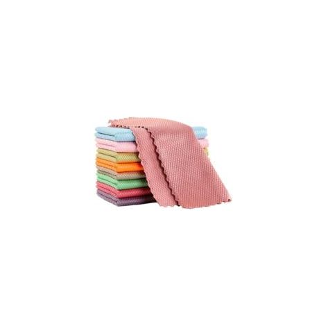 Set mit 10 fusselfreien Mikrofasertüchern zum Reinigen und Polieren mit Schuppenmuster, streifenfreie Reinigung, hohe Saugfähigkeit für Küche und Haushalt (Farbe zufällig) (25 x 25 cm) - Crezuo