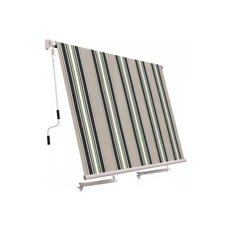 Tenda da sole a caduta con bracci L 300xH 245cm, poliestere 280 gr/m² riga verde Fredi Goly
