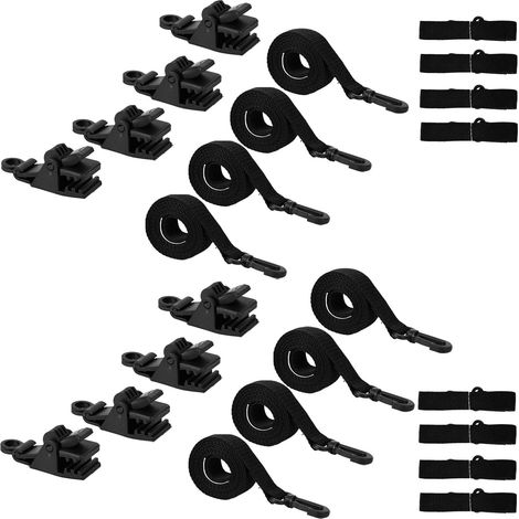 24pcs Kit de Fixation pour Enrouleur de Bâche Solaire Piscine, Sangles Clips Universels Bâches Piscine Creusées Comprenant 8 Clips pour Bâche Solaire 8 Sangles Nylon avec Embouts et Boucles (1/5)