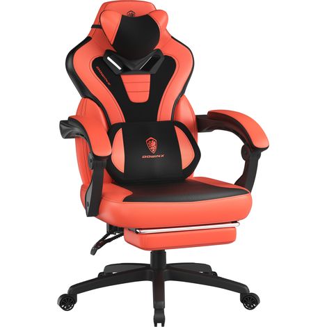 Fauteuil gaming ergonomique rouge/noir, repose-pieds, inclinable 90-145°, ressorts ensachés, coussin lombaire (1/5)