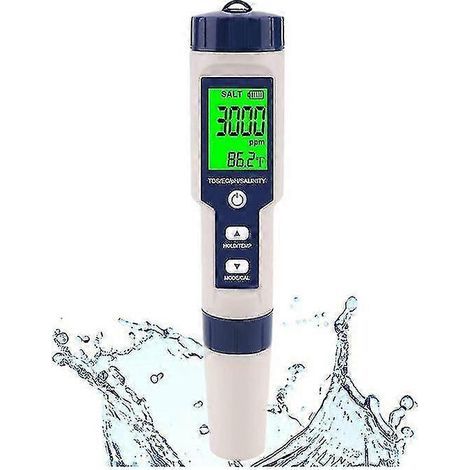 HONORNIC - Salinomètre pour piscine, salinomètre numérique, salinomètre 5 en 1 haute précision, kit de test étanche IP67 - C10 (1/5)