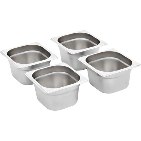 Récipients Gastronorm 12 pcs GN 1/6 100 mm Acier inoxydable (1/5)