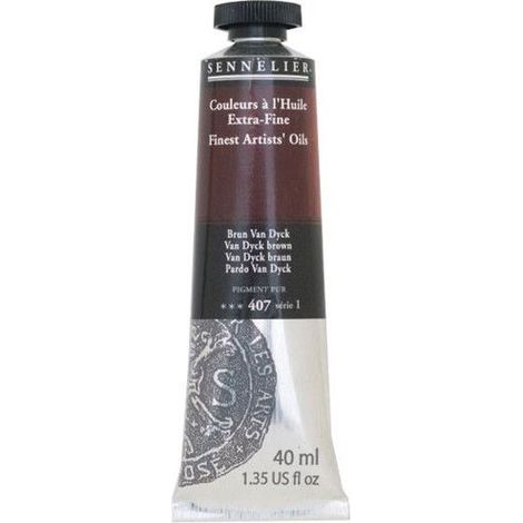 Peinture à l'huile - Sennelier - Brun Van Dyke - 40ml - Pigments naturels - Finition satinée