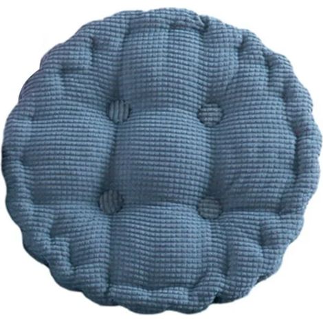 Coussin Siège Ronde Épais 45 7 Cm Réversible Uni Doux Pour Chaise Jardin Bureau Salle À Manger Tabouret Intérieur Extérieur Bleu (1/4)