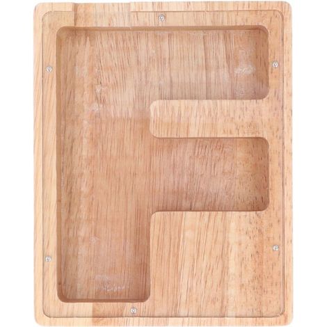 Coffre-fort transparent personnalisé en forme de lettre en bois pour enfants - Tirelire éducative (1/5)