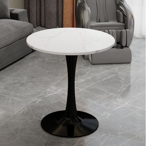 Mesa de centro 70 cm negra en mármol artificial redonda con diseño minimalista (1/5)