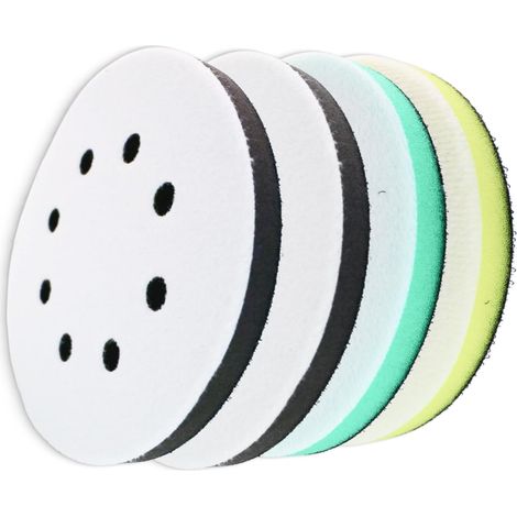 Lot de 4 Pads Interface 125 mm pour Ponceuse Excentrique à Fixation Auto-Agrippante – Tampons Mousse de Ponçage Souple, Moyen et Dur, Support Amortisseur pour Disques Abrasifs et Finition (1/5)