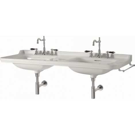 Lavabo double monotrou a suspendre ou sur pieds en céramique blanche WALDORF - CRISTINA ONDYNA WD15055 (1/4)