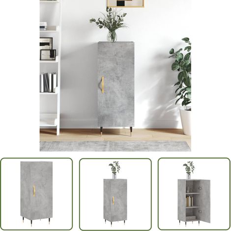 Furniture Limited - Buffet Gris béton 34,5x34x90 cm Bois d'ingéni (1/5)