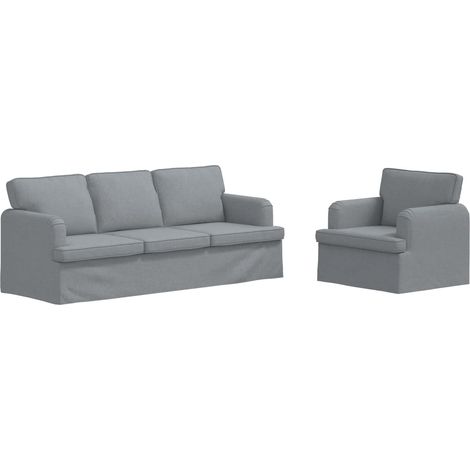 Ensemble de Canapés 2 pcs Salon de jardin Gris clair 144 x 80 x 85 cm tissu (1/5)