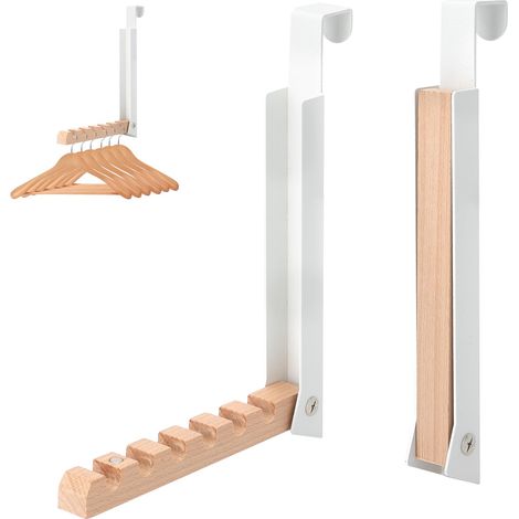 Lot de 2 porte-manteaux de porte pliables à suspendre, crochets de porte pour 6 cintres, crochets de porte pliables en métal (1/5)