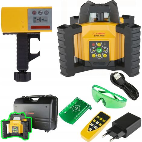 Laser rotatif Spin 310G IP54 à nivellement automatique, pentes jusqu'à 500 m, laser vert (1/5)