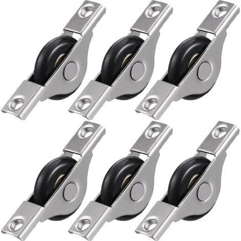 Roulettes en Nylon et Métal Porte Coulissante pour 6 Pièces Mouvement Fluide et Silencieux, Usage Polyvalent, Format 65x13 Roulement Intégré (1/5)