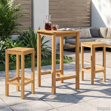 vidaXL Set Bar da Esterno 3 pcs Non trattato Legno di teak solido (1/5)