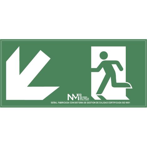 Panneau évacuation Escaliers Bas Gauche Panneau Pvc Photoluminescent Classe B - Normaluz