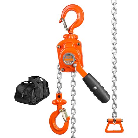 VEVOR Mini Paranco a Catena Manuale Altezza di Sollevamento 1,4m Capacita Carico Max. 0,5 Tonnellate Forza di Trazione 260N, Paranco a Catena Manuale per Sollevamento 0,5T in Acciaio al Carbonio G80