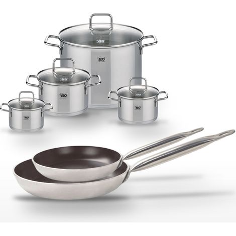 Lot Poêles 24/28 cm et Faitouts 14/16/20/26 cm Elo Bistro Line (1/4)