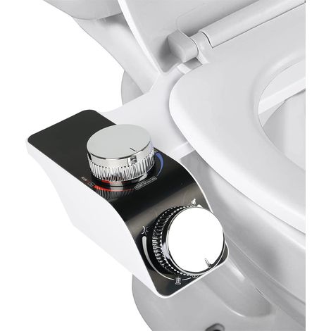 Blanc Brosse de bidet pour toilettes non électrique fine pour bidet, bidet, douche de fesses, buses autonettoyantes et bouton pression réglable d'eau chaude froide, bidet pulvérisateur (1/5)