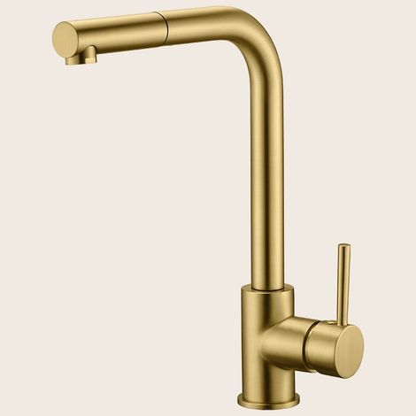 Exagonshop Rubinetto cucina estraibile Linda oro spazzolato