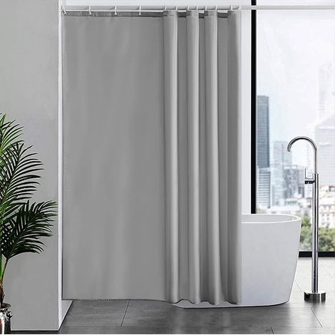 Tenda doccia colore GRIGIO con 16 anelli in plastica - Tessuto poliestere ed EVA impermeabile e antimuffa - 180x200 cm (1/5)