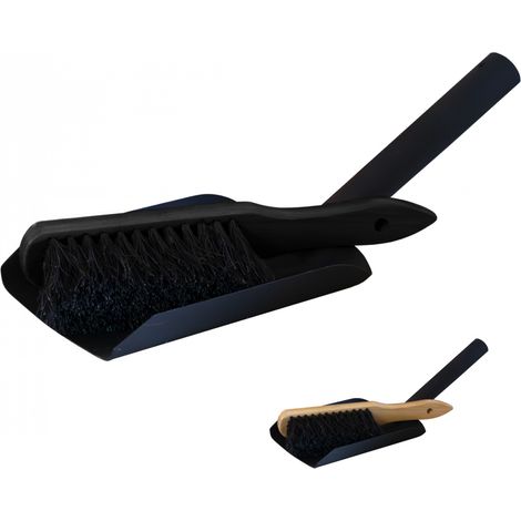 Linxor – Pelle à cendre en fer 39 cm – Balayette en bois avec brosse souple – Nettoyage cheminée et poêle – Design épuré