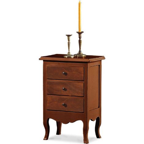 Comodino in legno 3 cassetti Noce