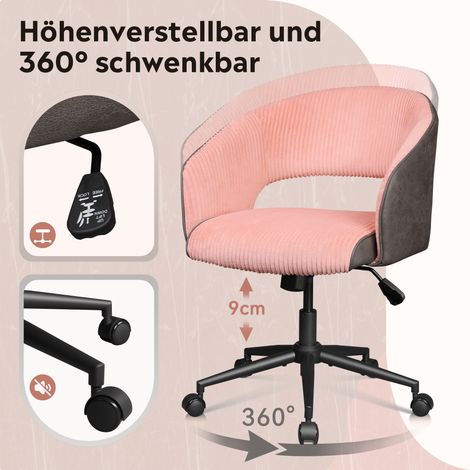 Irovami Chaise de bureau pivotante blanc et gris foncé Tissu côtelé, réglable en hauteur, 360°, charge 180 kg (1/3)