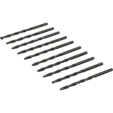 Silverline – Foret à métaux HSS-R 3mm – Lot de 10 mèches cylindriques – Norme DIN338 – Angle de pointe 118° pour perçage précis