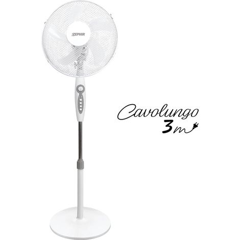 ZEPHIR Ventilatore A Piantana 5 Pale Base Tonda Bianco 40 cm (1/3)