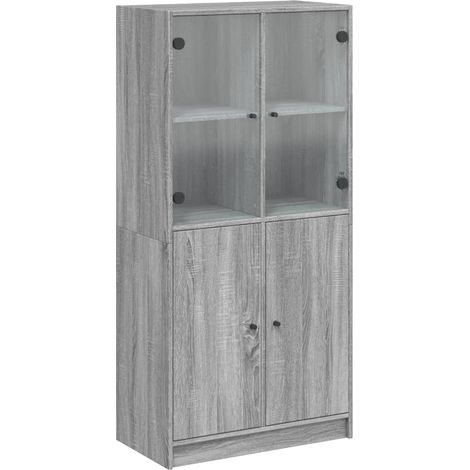 Buffet credenza cassettiera mobiletto mobile contenitore organizer cucina soggiorno salotto alto con ante rovere Sonoma 68 x 37 x 142 cm legno ingegnerizzato grigio 020032244