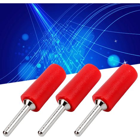 J.10001 2mm Bananenstecker aus reinem Kupfer, vernickelt, 2mm Bananenstecker mit geradem Stift, kompatibel mit internen Federplattenbuchsen, 100 Stück pro Packung, Rot. (1/5)