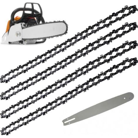Guide bar & 4 chainsaw chains, 52 links / drive links, 3/8" pitch, 0.05" gauge (14" 35 cm) (1/4)