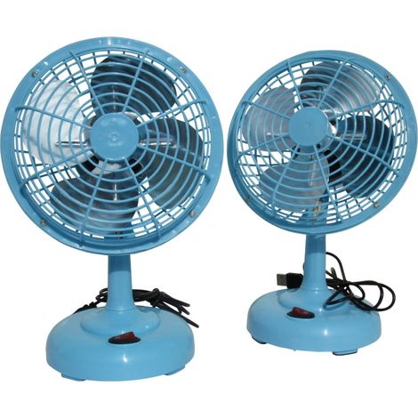 Mini USB Desktop Fan Blue X2 (6 Inch Small Desk Table Cooling) (1/5)