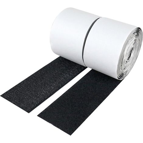 Rubans auto-agrippants Heavy Duty Hook Loop tape with adhesive, Rouleau de fixation à dos adhésif,ruban d'installation pour la maison, le bureau, le bricolage et l'artisanat (Noir 11cm2m) (1/3)