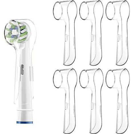 Lot de 6 capuchons de protection transparents pour têtes de brosse à dents Oral-B, compatibles avec les brosses à dents électriques (1/5)