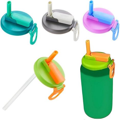 4 tapas para latas de refresco con pajitas，Pajitas de silicona，Tapas para latas de bebidas，Tapas reutilizables a prueba de fugas (1/5)